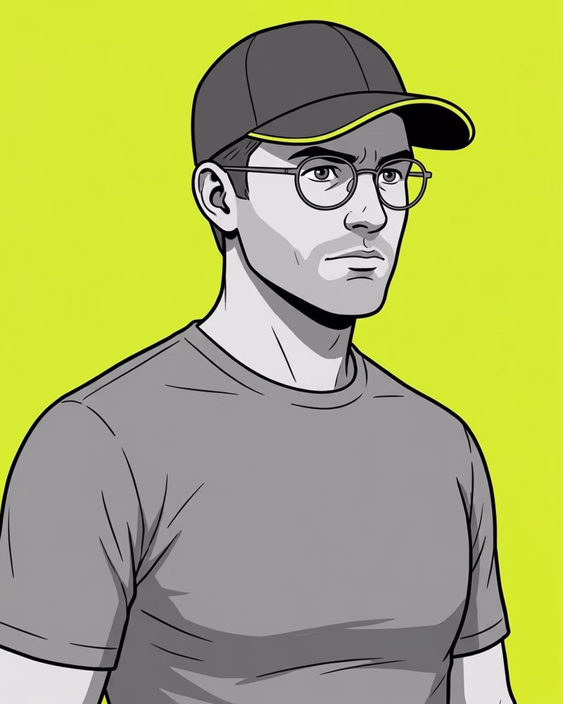 Retrato de un entrenador con gafas redondas y una gorra con ribete lima.